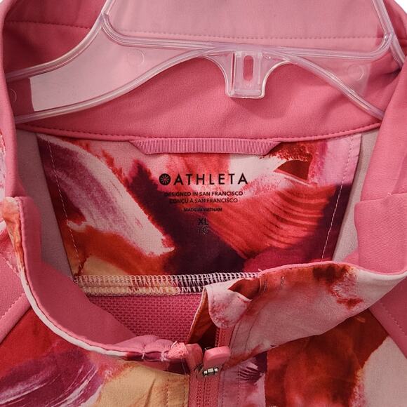 ATHLETA RUN WITH IT WOMENS JACKET PINK CORAL SZ XL ATHLEISURE GYM GIRLY WORKOUT - Picture 2 of 9